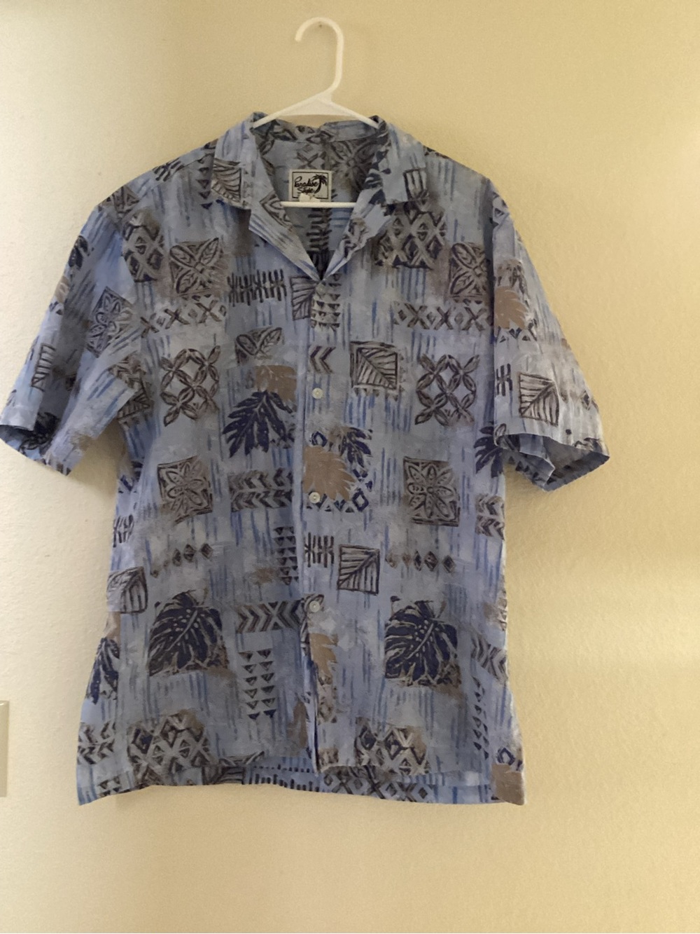 Light Blue Hawaiian Print Short Sleeve Shirt by Paradise Style